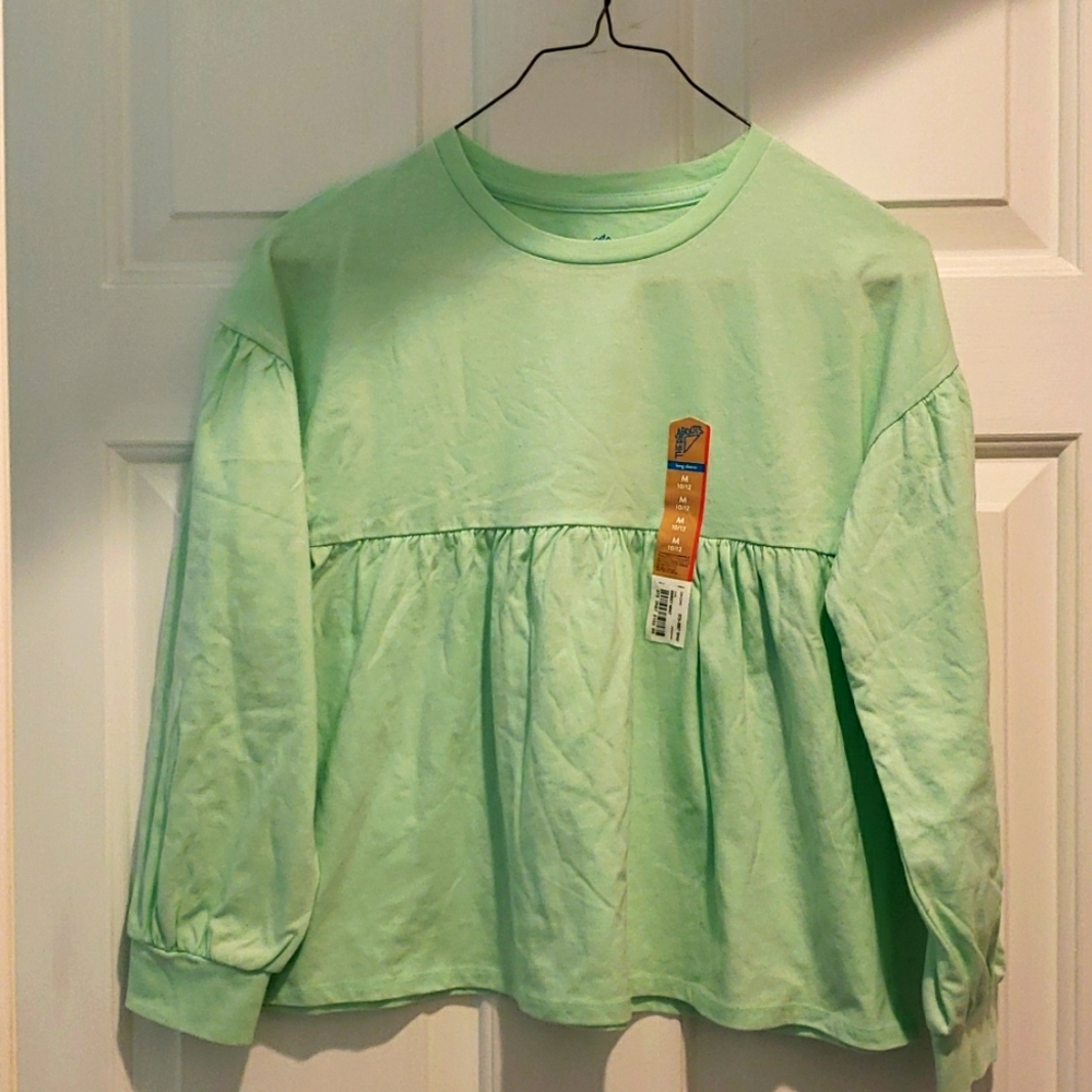 There Abouts girls long sleeve green top